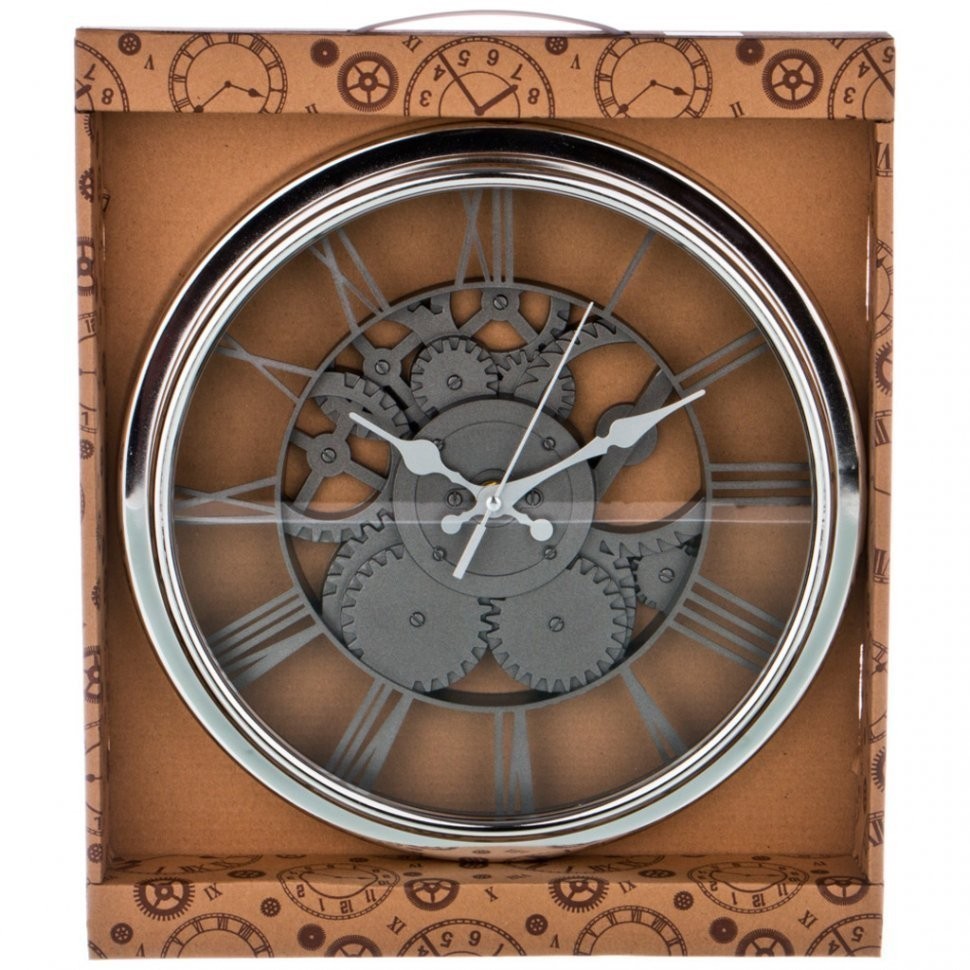 Часы настенные кварцевые "gear" 30 см цвет:серебро Lefard (220-446)