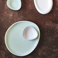 Блюдо LNIN028AQ374325, фарфор, Matt white, aquamarine, LE COQ