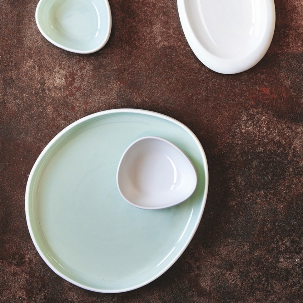 Блюдо LNIN028AQ374325, фарфор, Matt white, aquamarine, LE COQ