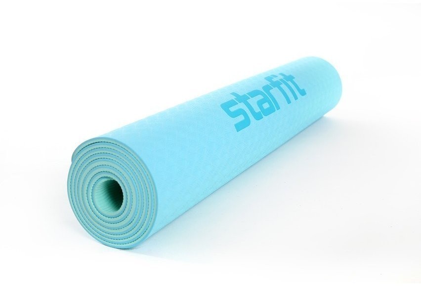 Коврик для йоги и фитнеса FM-201, TPE, 173x61x0,5 см, синий пастель/мятный (1005329)