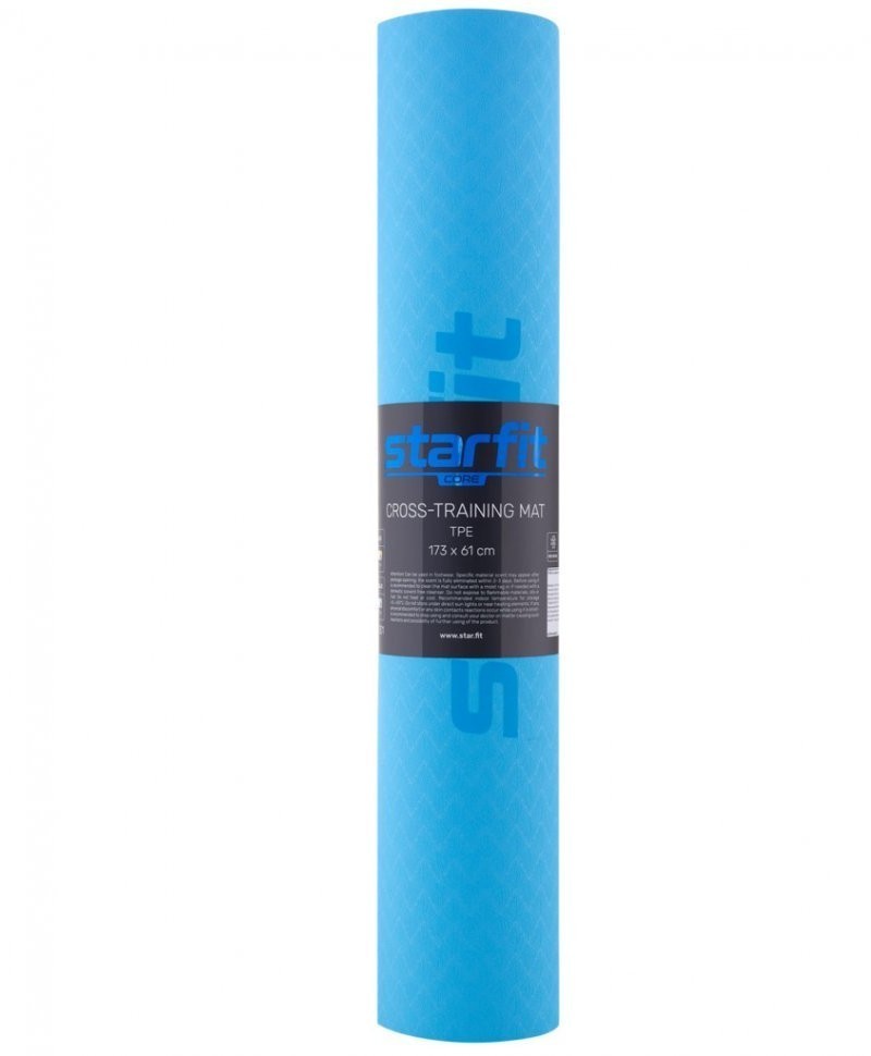Коврик для йоги и фитнеса FM-201, TPE, 173x61x0,5 см, синий пастель/мятный (1005329)