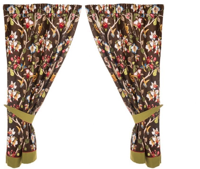 Комплект штор 2 шт с прихватами "парадиз" 100*170 см, 100% хлопок,коричневый SANTALINO (850-824-1)