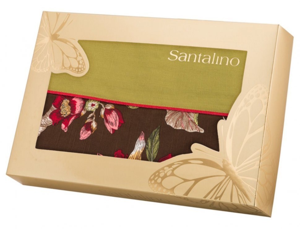 Комплект штор 2 шт с прихватами "парадиз" 100*170 см, 100% хлопок,коричневый SANTALINO (850-824-1)