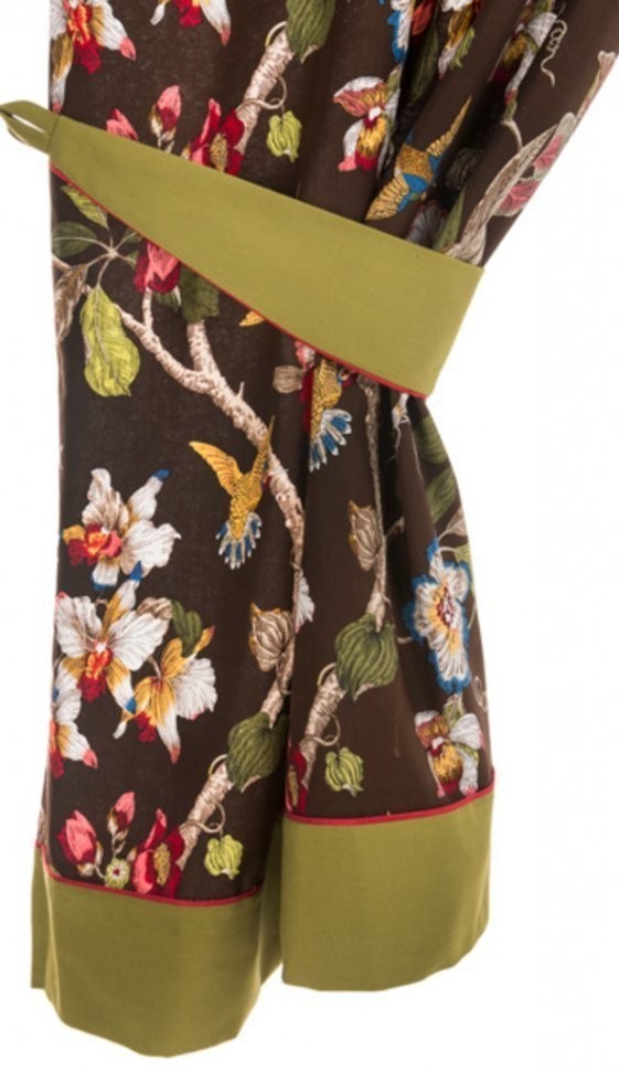 Комплект штор 2 шт с прихватами "парадиз" 100*170 см, 100% хлопок,коричневый SANTALINO (850-824-1)