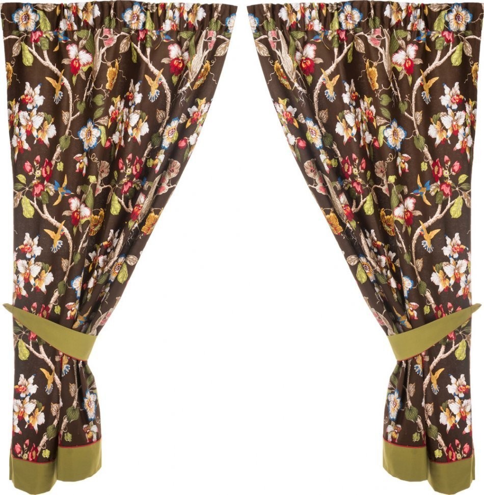 Комплект штор 2 шт с прихватами "парадиз" 100*170 см, 100% хлопок,коричневый SANTALINO (850-824-1)