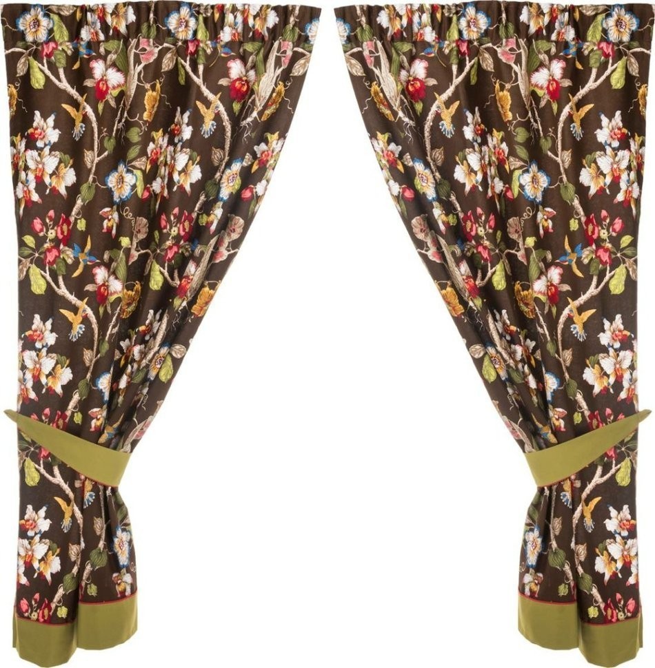 Комплект штор 2 шт с прихватами "парадиз" 100*170 см, 100% хлопок,коричневый SANTALINO (850-824-1)