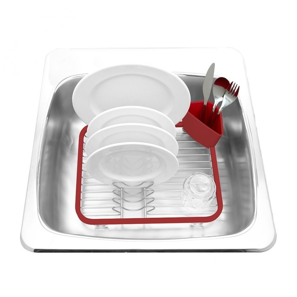 Сушилка для посуды sinkin красный-никель (52739)