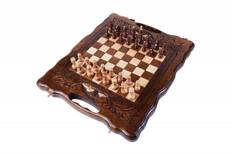 Шахматы + нарды резные с Араратом 30 с ручкой, Haleyan (28268)