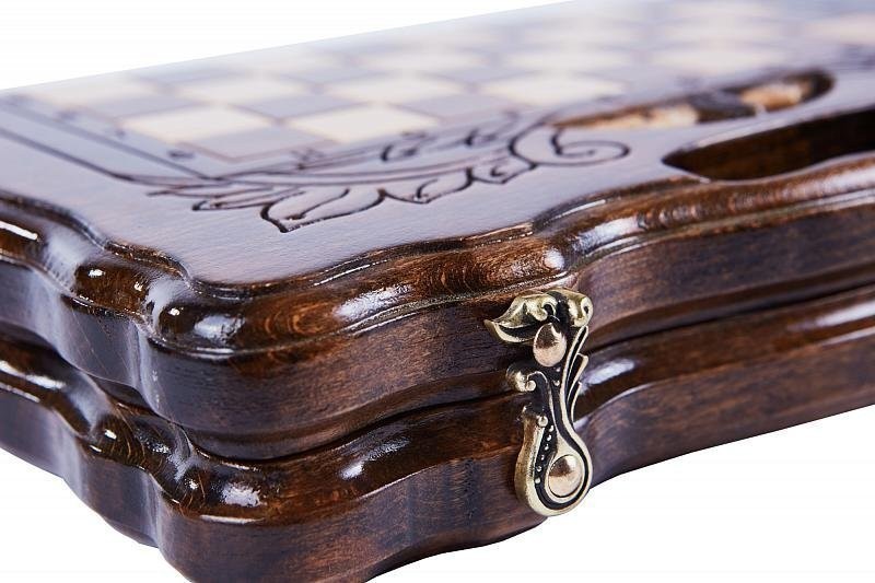 Шахматы + нарды резные с Араратом 30 с ручкой, Haleyan (28268)