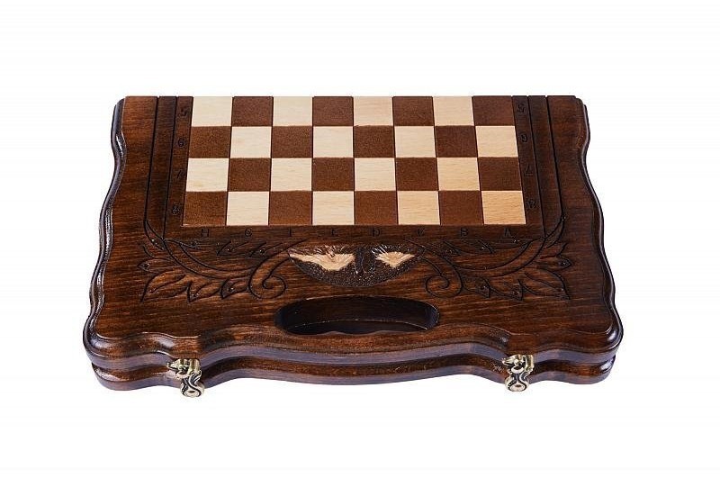 Шахматы + нарды резные с Араратом 30 с ручкой, Haleyan (28268)