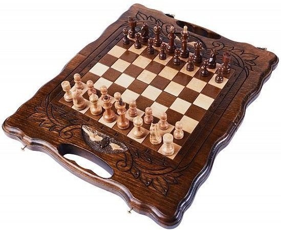 Шахматы + нарды резные с Араратом 30 с ручкой, Haleyan (28268)