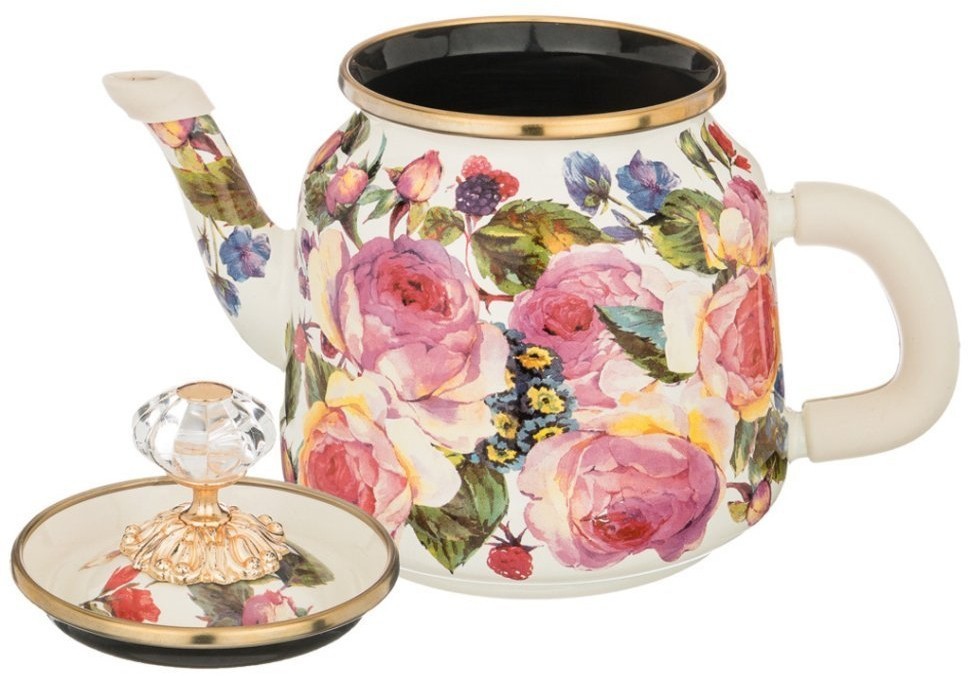 Чайник эмалированный agness, серия винтаж, 1,0л высота=17 см. (950-027)