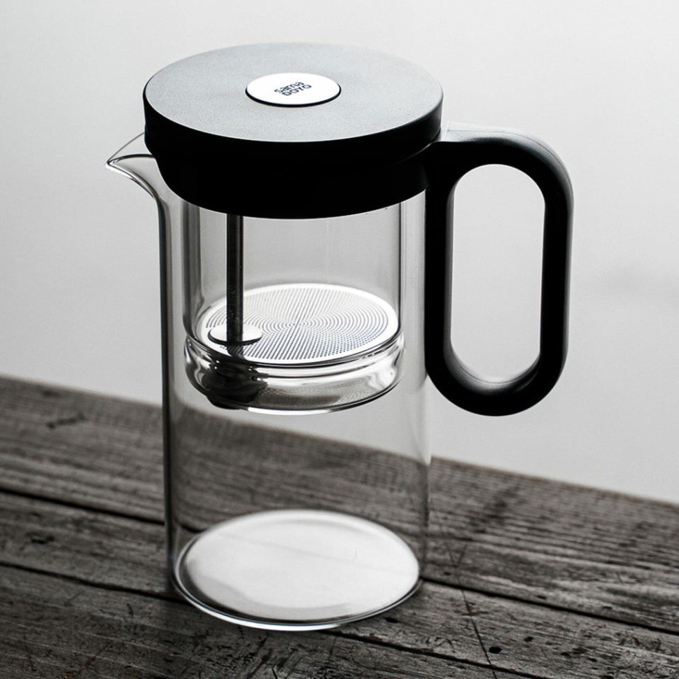 Чайный инфузер P002A-500, Боросиликатное стекло, металл, clear/black, SAMADOYO