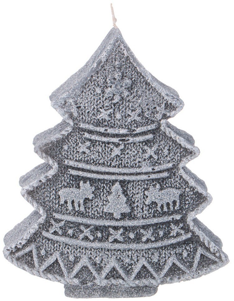 Свеча bronco фигурная "ель" серая с блеском 13,5*15,5 см (315-357)