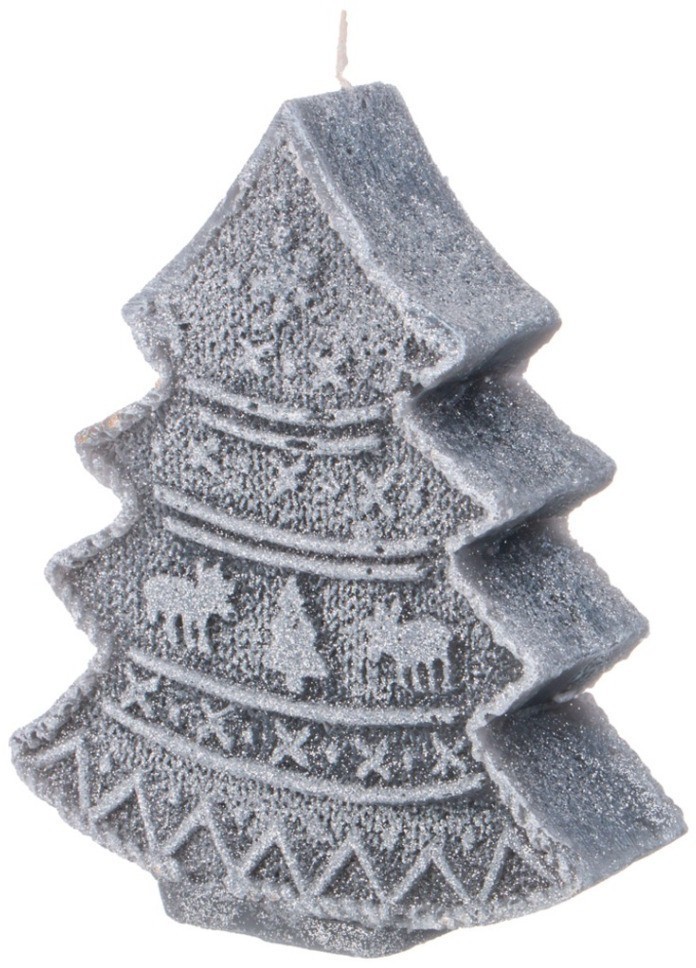 Свеча bronco фигурная "ель" серая с блеском 13,5*15,5 см (315-357)