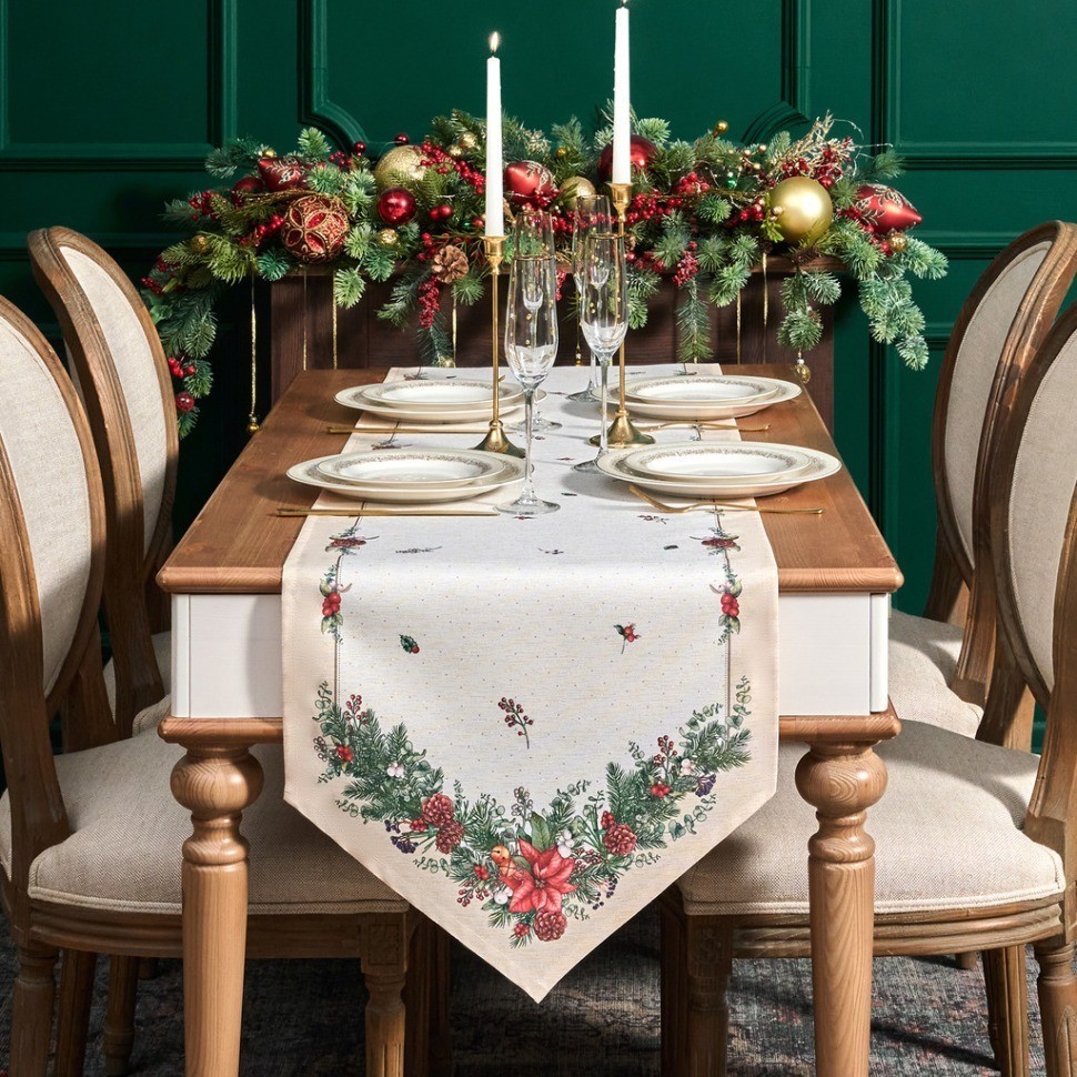 Дорожка на стол 45х145 cm  "celebration", цвет: бежевый, tm lefard, полиэстер 100% (986-001-3)