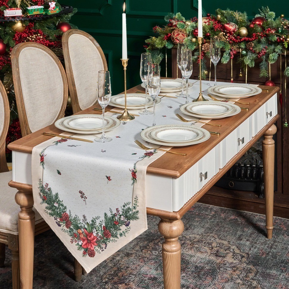 Дорожка на стол 45х145 cm  "celebration", цвет: бежевый, tm lefard, полиэстер 100% (986-001-3)