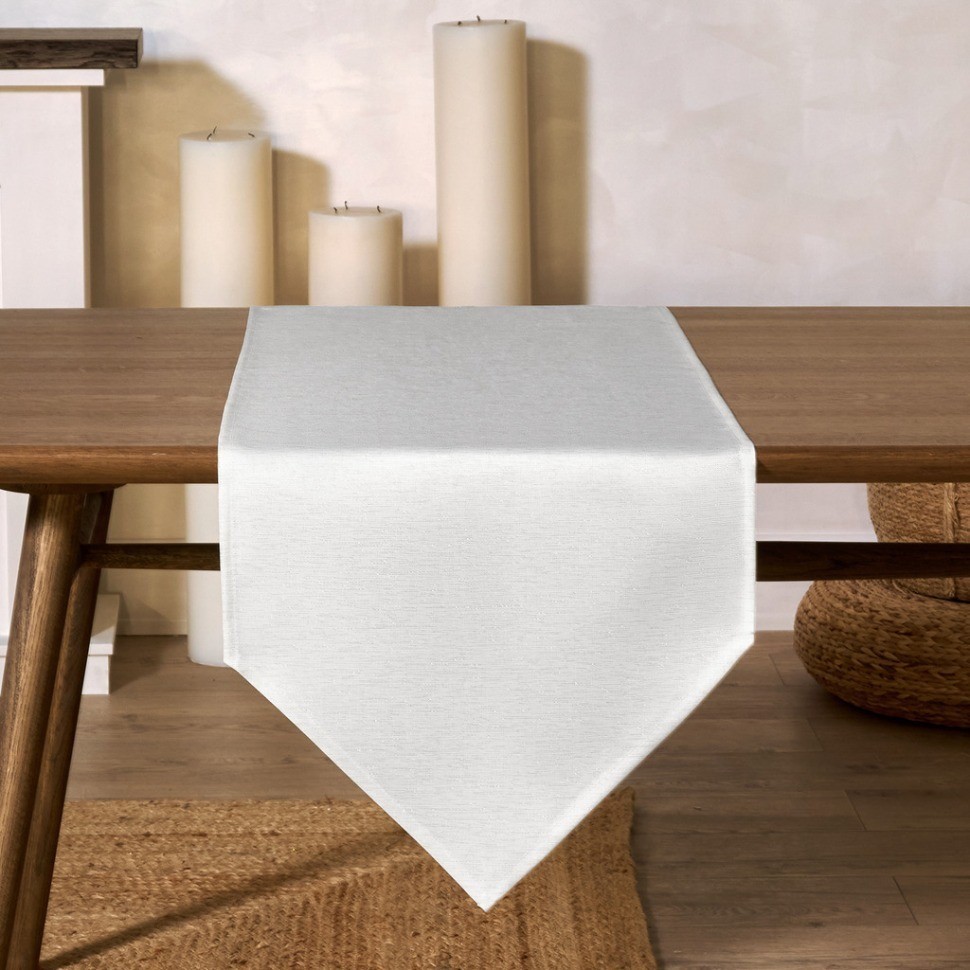 Дорожка на стол 45х150 cm  "феерия. серебро", цвет: белый, tm lefard, полиэстер 100% (986-004-3)