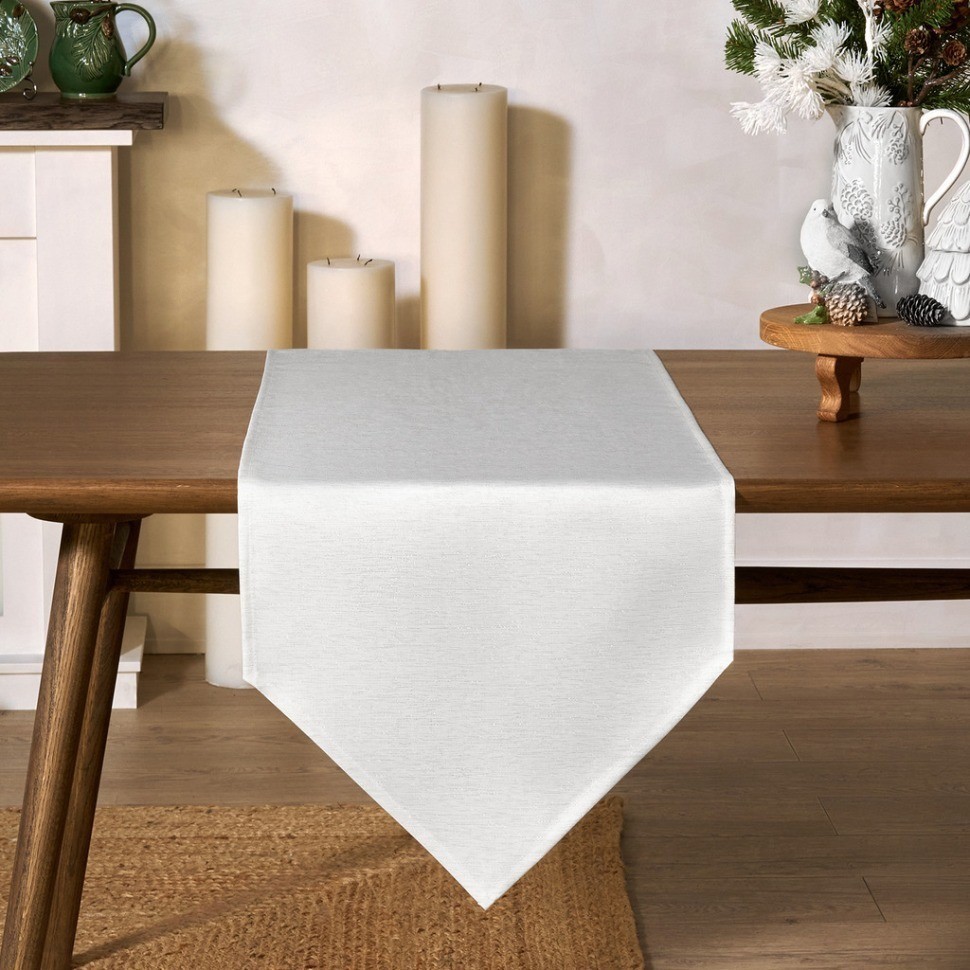 Дорожка на стол 45х150 cm  "феерия. серебро", цвет: белый, tm lefard, полиэстер 100% (986-004-3)