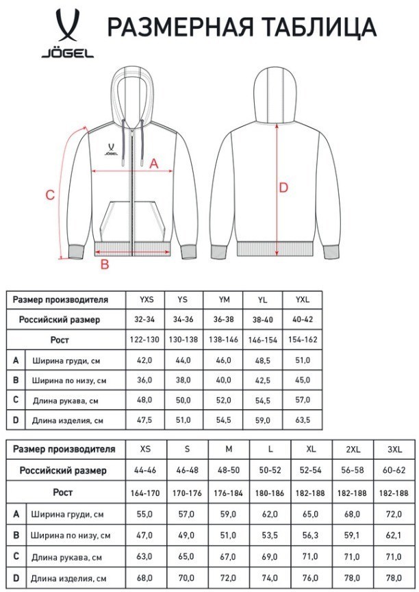 Флисовое худи на молнии JOGEL ESSENTIAL Cotton Fleece FZ Hoodie, черный (2122102)