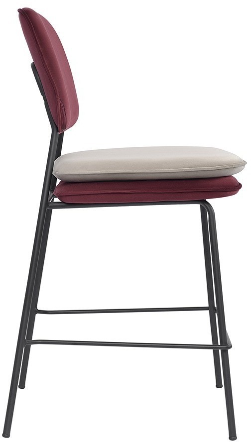 Стул полубарный pea, велюр, бордовый/бежевый (77072)