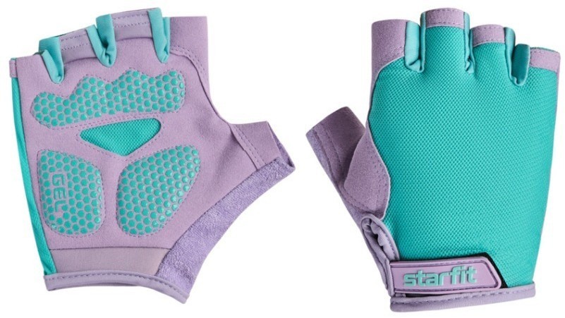 Перчатки для фитнеса WG-105, с гелевыми вставками, мятный/лиловый (1555738)