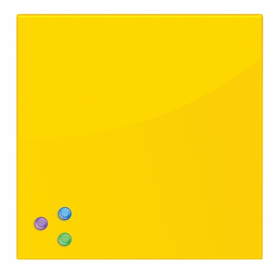 Доска магнитно-маркерная стеклянная 45х45 см 3 магнита желтая Brauberg 236739 (89634)