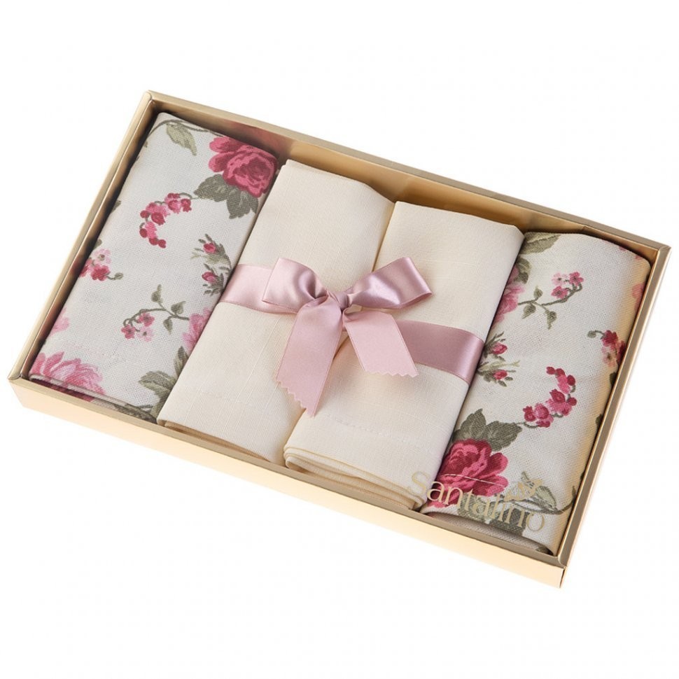 Комплект салфеток  из 4шт,"роза",40х40см, хлопок 100% SANTALINO (850-816-81)