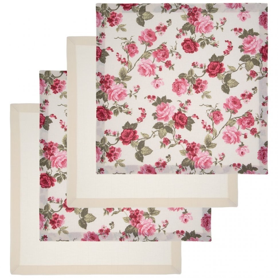 Комплект салфеток  из 4шт,"роза",40х40см, хлопок 100% SANTALINO (850-816-81)