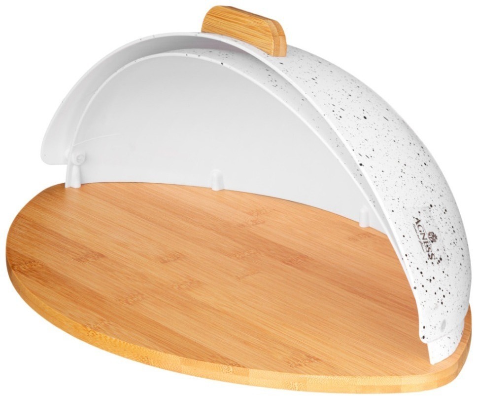 Хлебница agness деревянная с пластиковой крышкой (938-070)