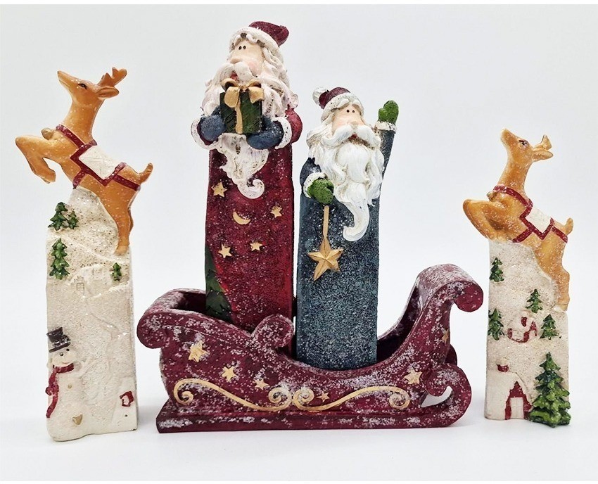 Набор из 5-ти фигурок 2 Деда Мороза, сани, 2 оленя Lefard (162-236-1)