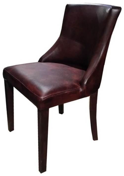 Стул DiningChairLupos, каркас дуб, обивка кожа, dark brown, ROOMERS FURNITURE