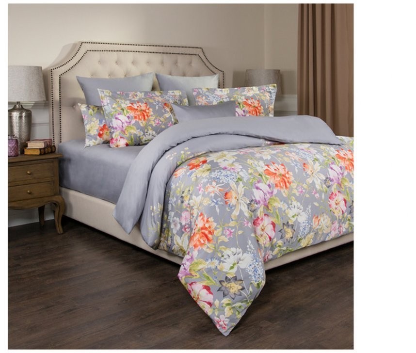 Кпб 1,5 сп "пастораль",хлопок 100%,серый, под 150х215 -1шт., пр 180х220 -1шт., нав 70х50х5-2шт SANTALINO (985-227)