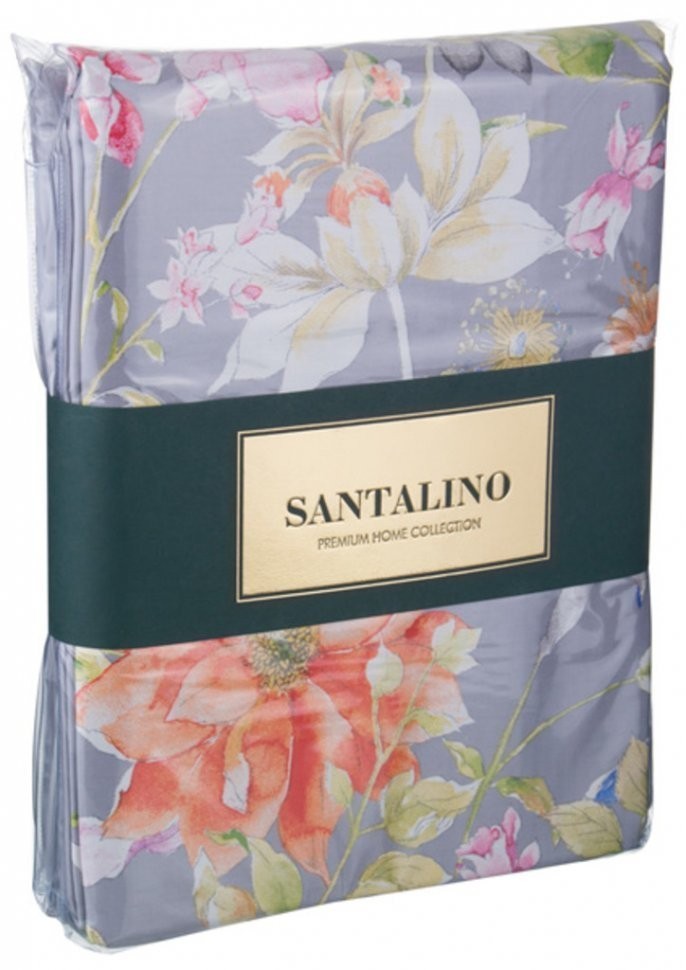 Кпб 1,5 сп "пастораль",хлопок 100%,серый, под 150х215 -1шт., пр 180х220 -1шт., нав 70х50х5-2шт SANTALINO (985-227)