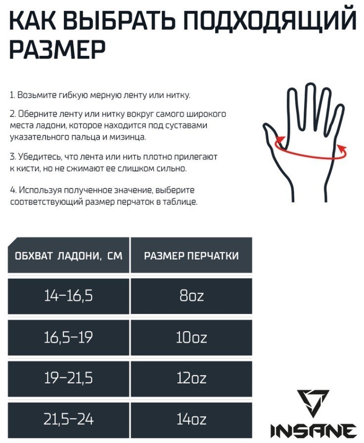 Перчатки боксерские INSANE ORO, ПУ, синий, 10 oz (2108356)