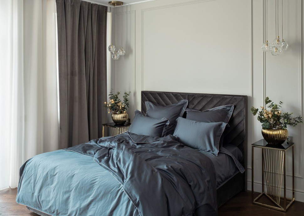 Портьера широкая с подкладом сшивная серая Riviera-91 260см (TT-00008111)