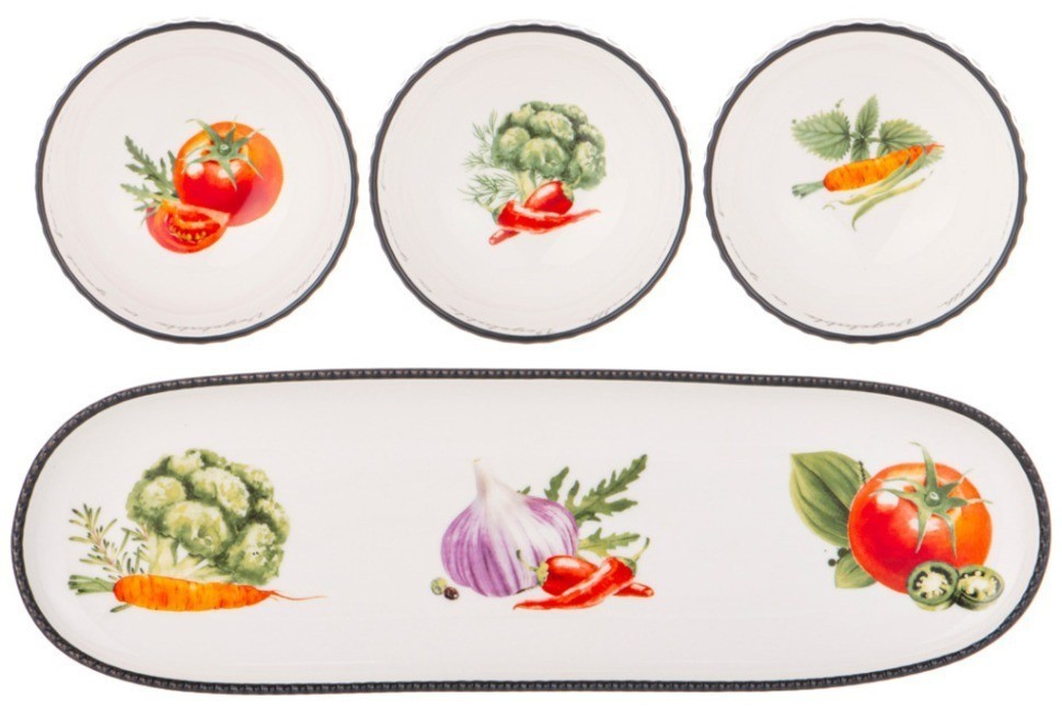 Набор соусников lefard "kitchen passions" 4 шт. на подставке 30,1*9,4*5,8 см (189-478)