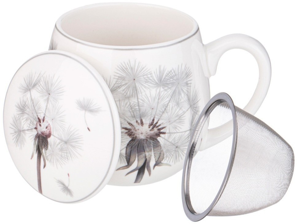 Кружка заварочная lefard dandelion с металл. ситом и фарфор. крышкой 420 мл (87-285)