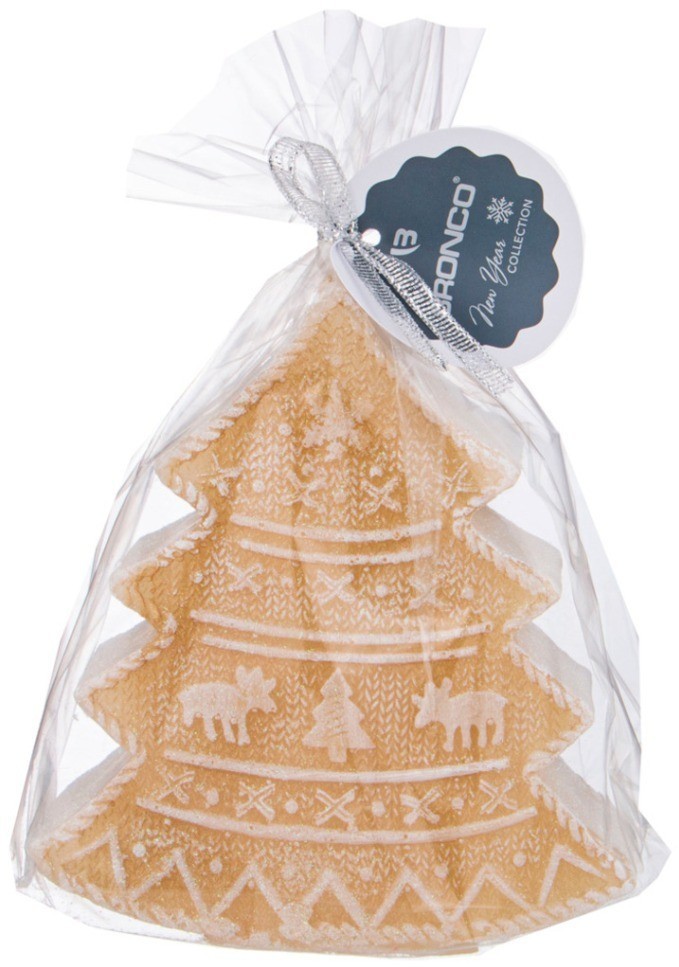 Свеча bronco фигурная "ель" белая с золотом 13,5*15,5 см (315-358)