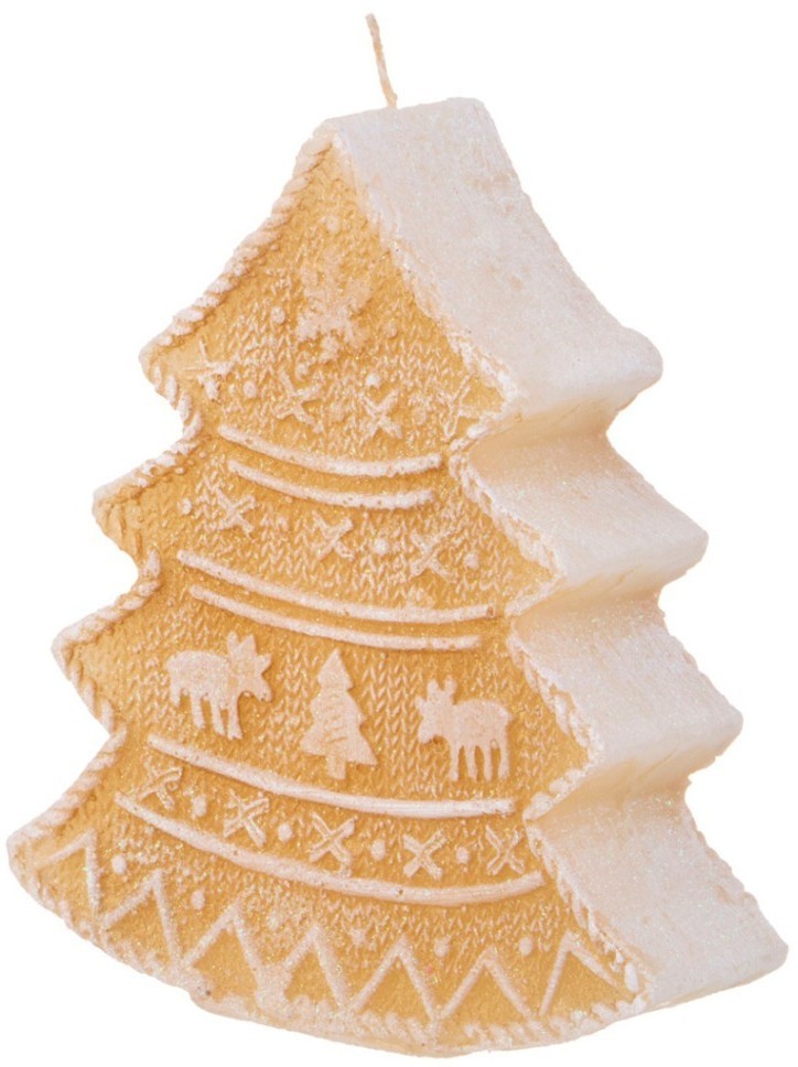 Свеча bronco фигурная "ель" белая с золотом 13,5*15,5 см (315-358)