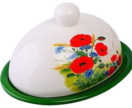 Масленка с крышкой Цветущие Маки LORAINE (60280)