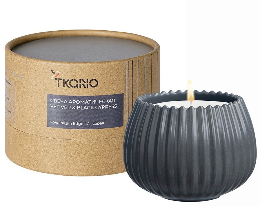 Свеча ароматическая vetiver & black cypress из коллекции edge, серый, 30 ч (75669)