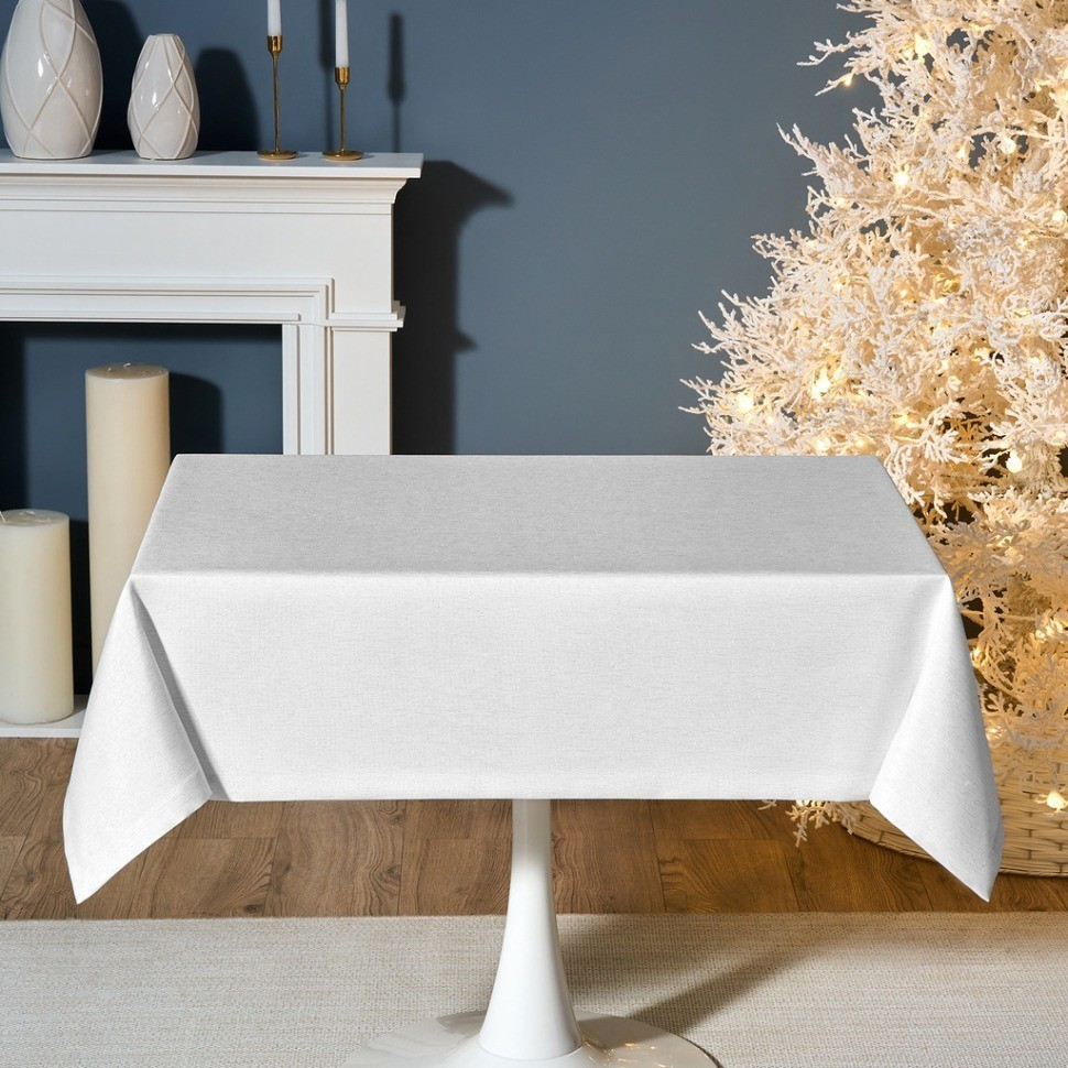 Скатерть 110х140 cm прямоугольная, "феерия. серебро", цвет: белый, tm lefard, полиэстер 100% (кор=34 (986-004-19)