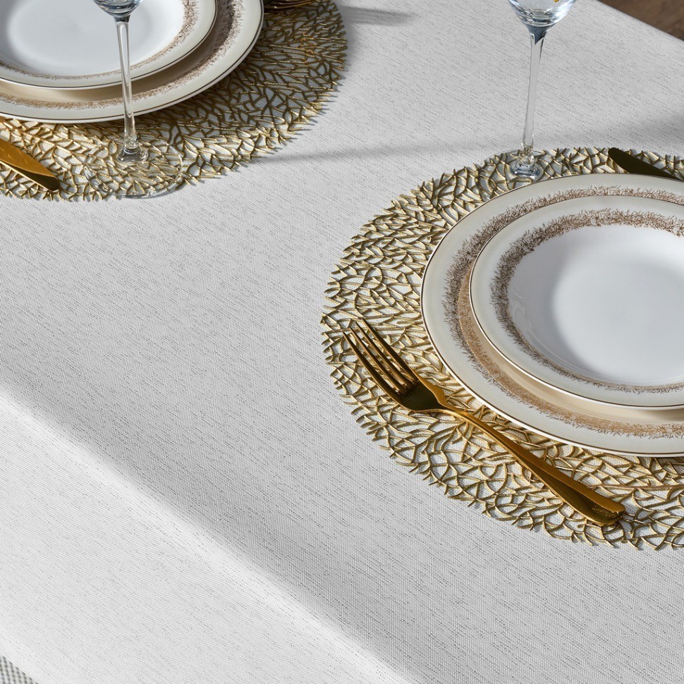 Скатерть 110х140 cm прямоугольная, "феерия. серебро", цвет: белый, tm lefard, полиэстер 100% (кор=34 (986-004-19)