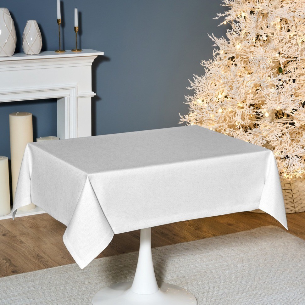 Скатерть 110х140 cm прямоугольная, "феерия. серебро", цвет: белый, tm lefard, полиэстер 100% (кор=34 (986-004-19)
