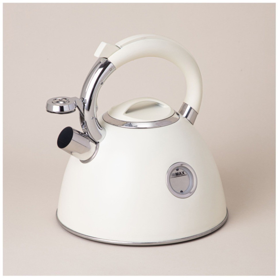 Чайник agness со свистком, серия тюдор, 2,5л термоаккумулирующее дно,индукция,индикатор уровня воды (908-061)
