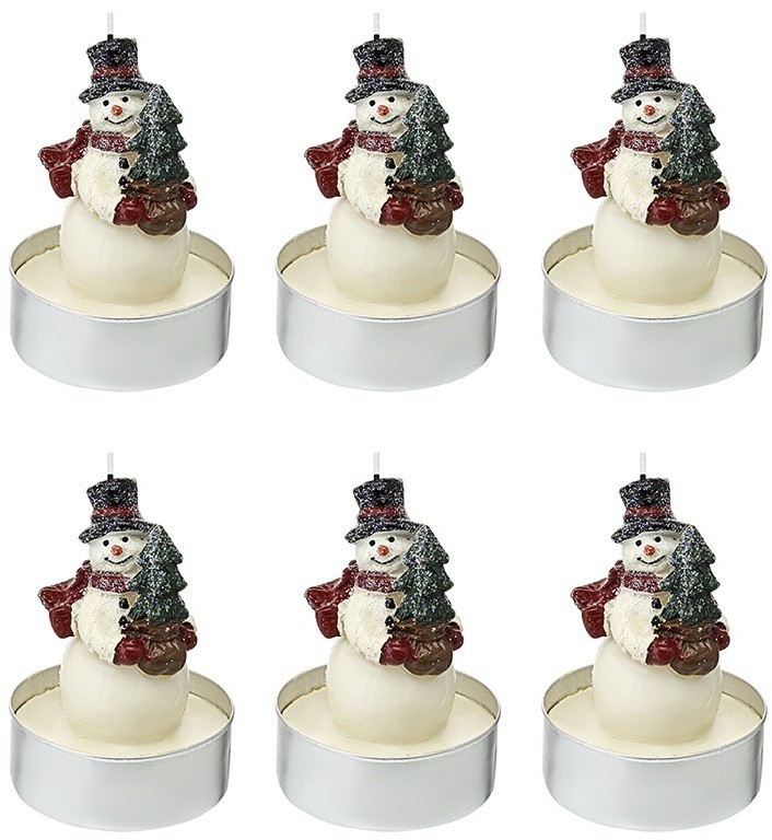 Набор декоративных свечей festive snowman из коллекции new year essential, 6 шт. (78326)