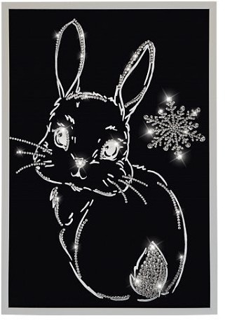 Картина Кролик со снежинкой с кристаллами Swarovski (2600)