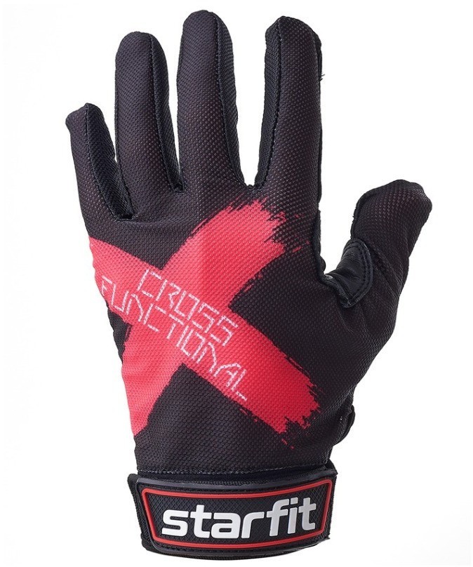 Перчатки для фитнеса WG-104, с пальцами, черный/красный (1526822)