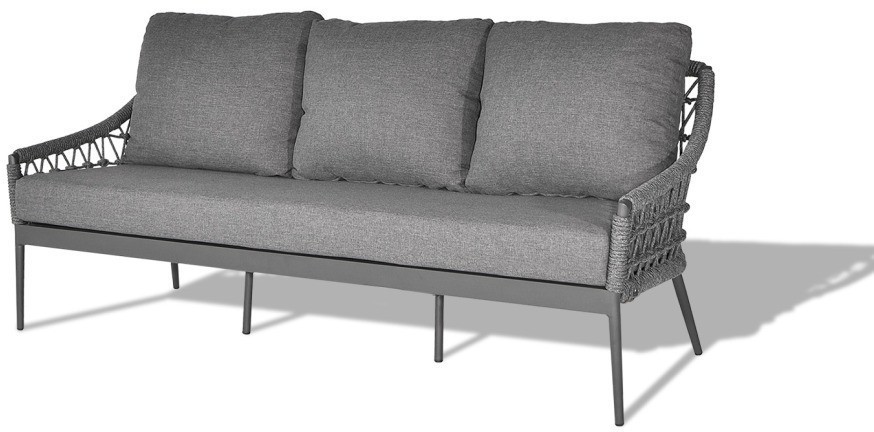 Диван темно-серый трехместный "Марра" 204*81,5*83см, оплетка"сеть" (TT-00013258)